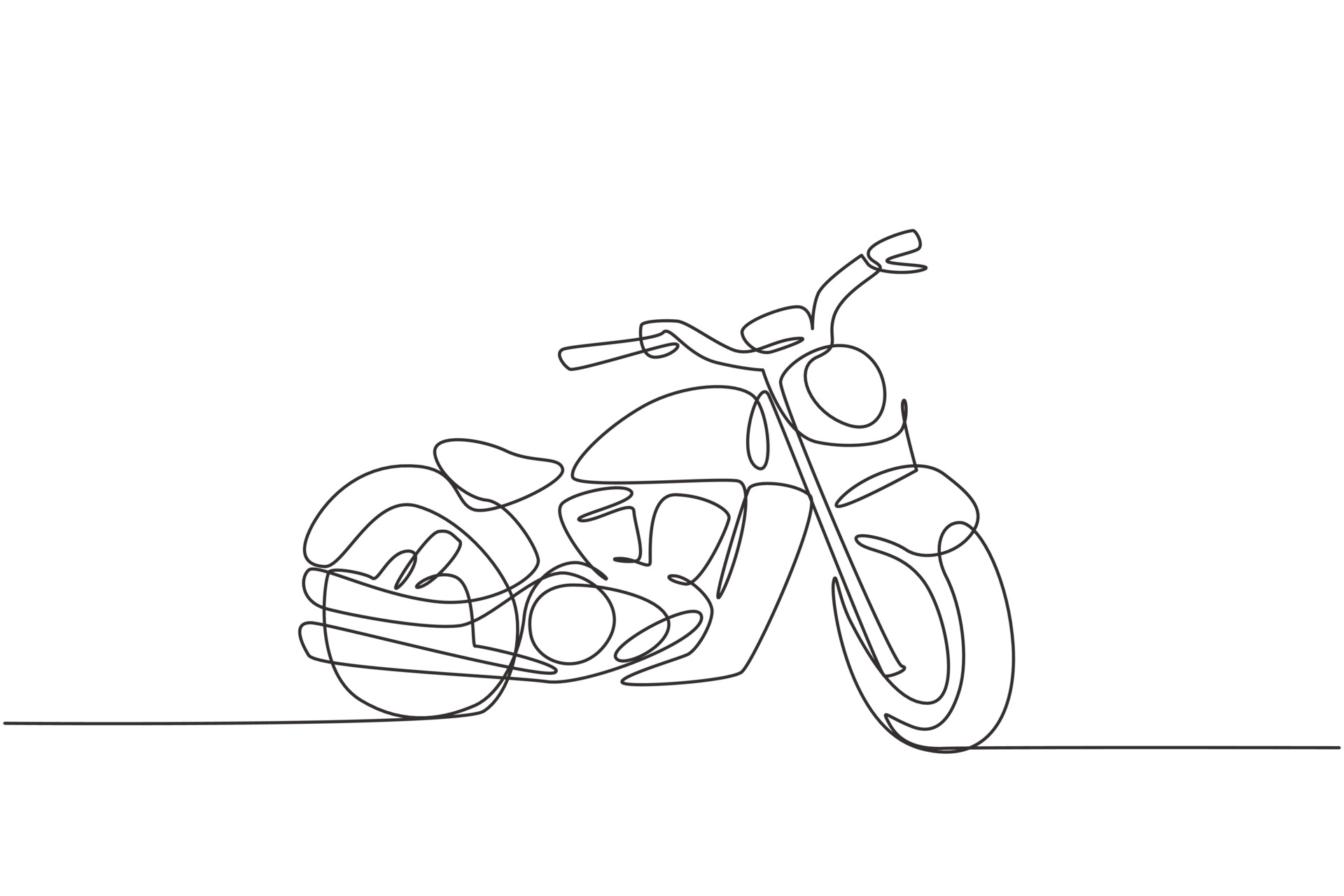 One Continuous Line Drawing Of Retro Old Vintage Motorcycle Icon Classic Motorbike