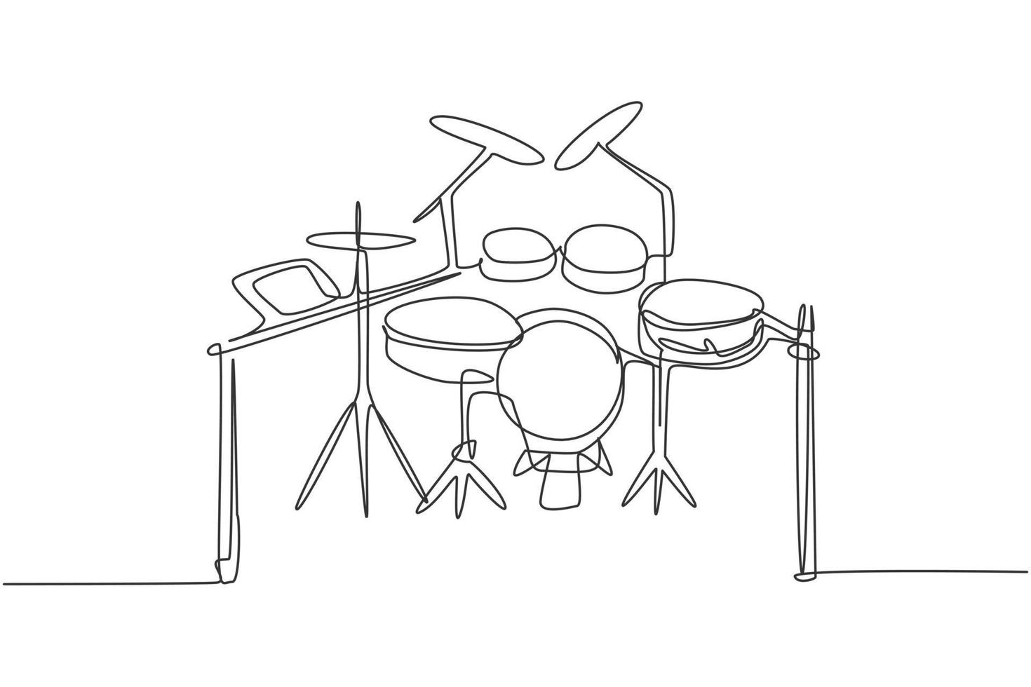 dibujo continuo de una sola línea del conjunto de la banda de batería electrónica. Concepto de instrumentos de música de percusión digital eléctrica moderna ilustración de vector gráfico de diseño de dibujo de una línea