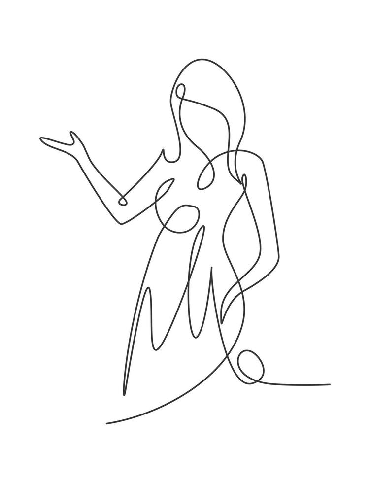 One continuous line drawing beauty woman feminine face abstract portrait print. Modern minimalism female silhouette art style concept. Dynamic single line draw graphic design vector illustration