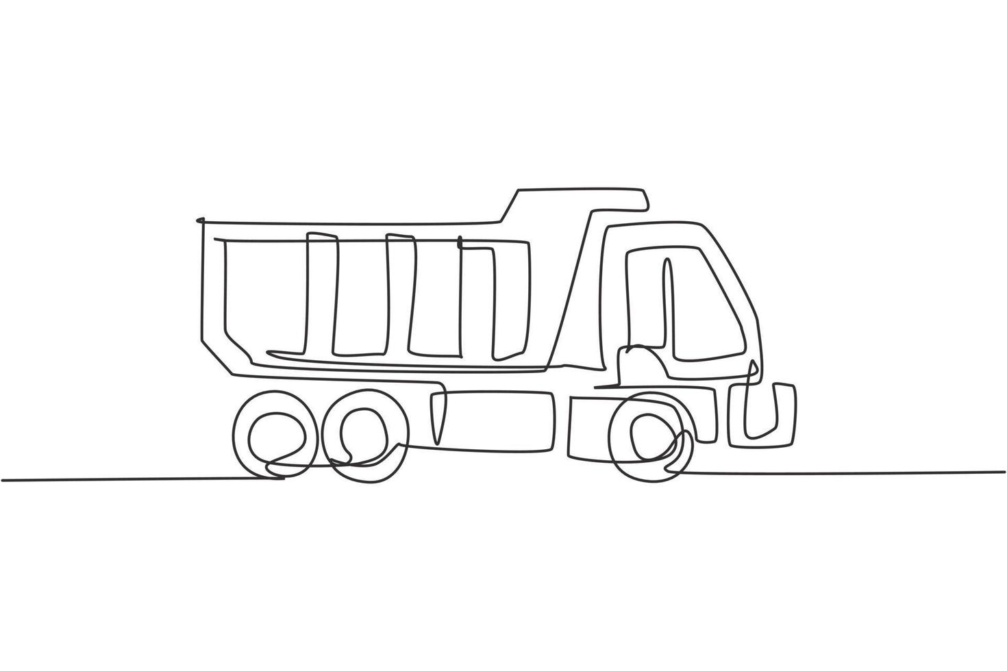 One continuous line drawing of long truck for cargo logistic delivery, business vehicle. Heavy transport trucks equipment concept. Dynamic single line draw design vector graphic illustration