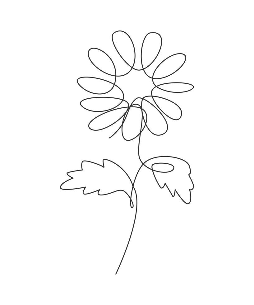 dibujo de línea continua única belleza minimalista girasol. concepto floral para carteles, arte de la pared, bolso de mano, estuche móvil, estampado de camisetas. Ilustración gráfica de vector de diseño de dibujo de una línea de moda