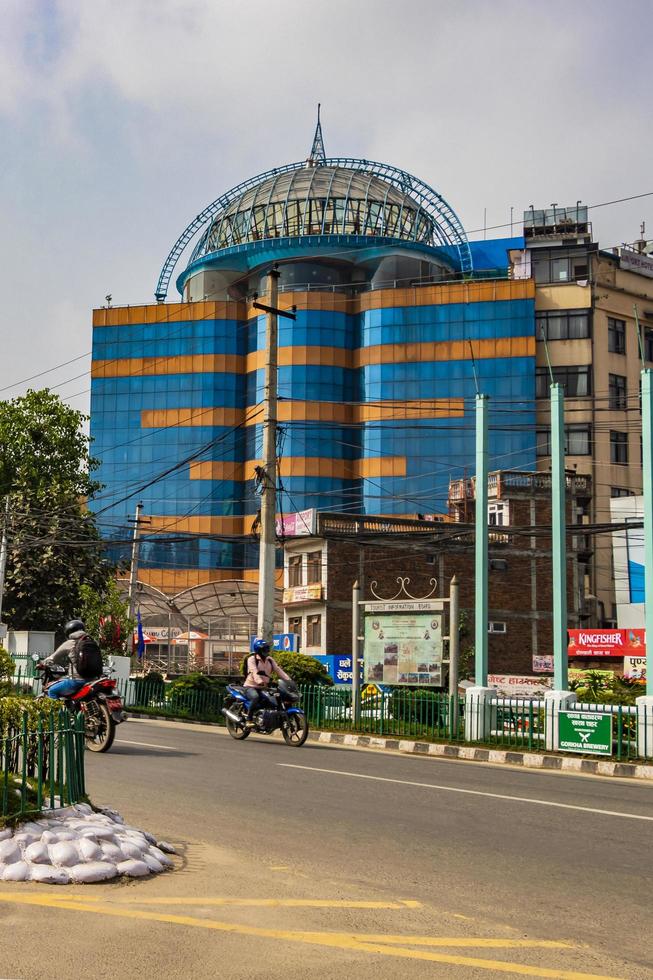 Colorful dusty road to the airport. Ring Road, Kathmandu, Nepal. photo