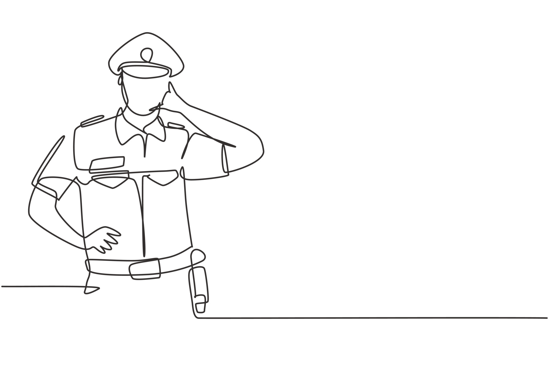 One Continuous Drawing Line Uniformed Police Officer Male Policeman In A  Cap Single Hand Drawn Art Line Doodle Outline Isolated Minimal  Illustration Cartoon Character Flat Stock Photo Picture And Royalty Free  Image