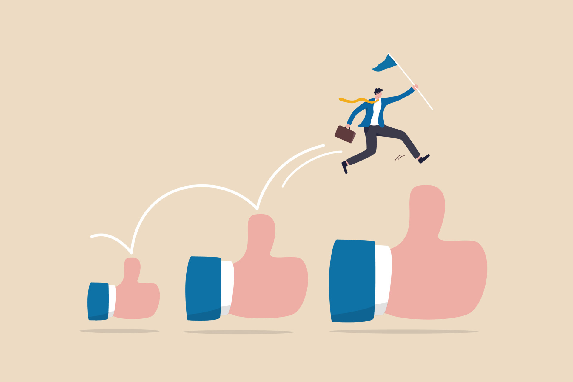 Career growth development, achievement, job improvement or promotion