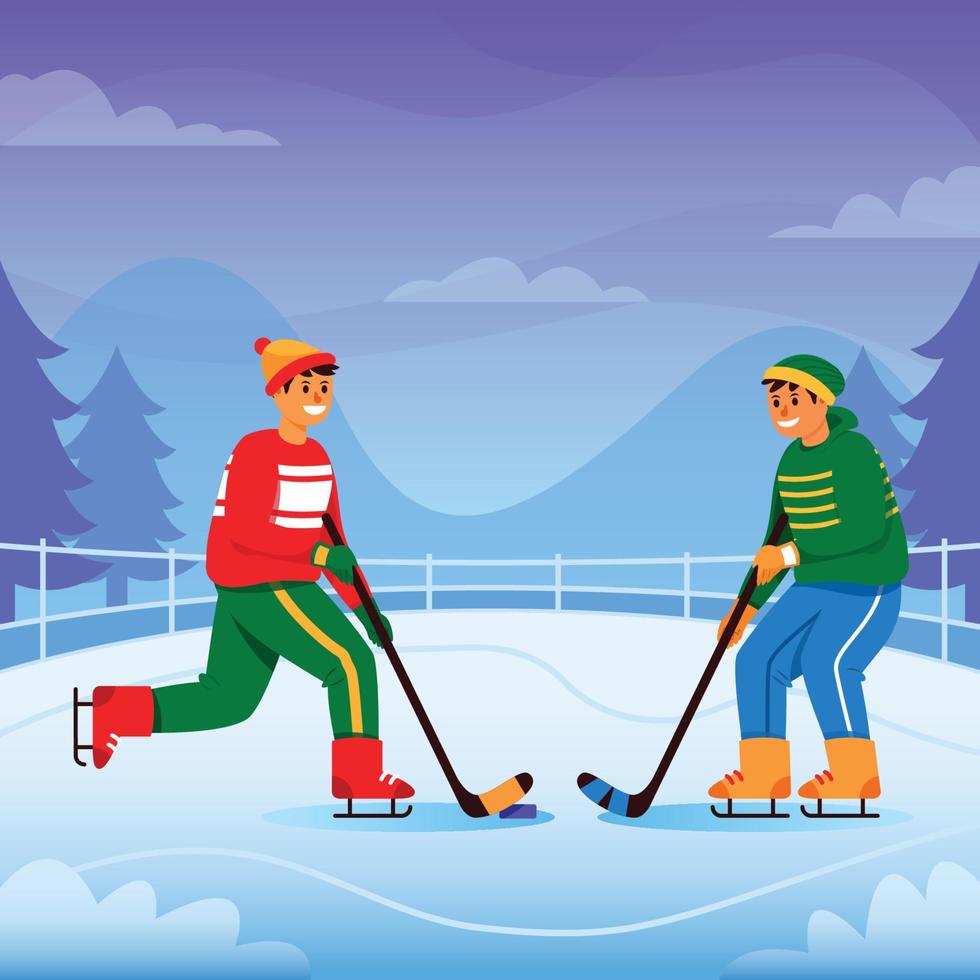 Boys Playing Ice Hockey vector