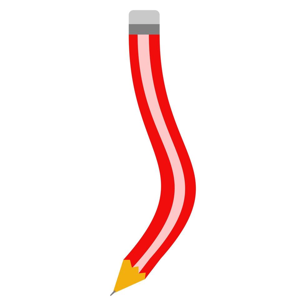 curved red pencil with eraser vector