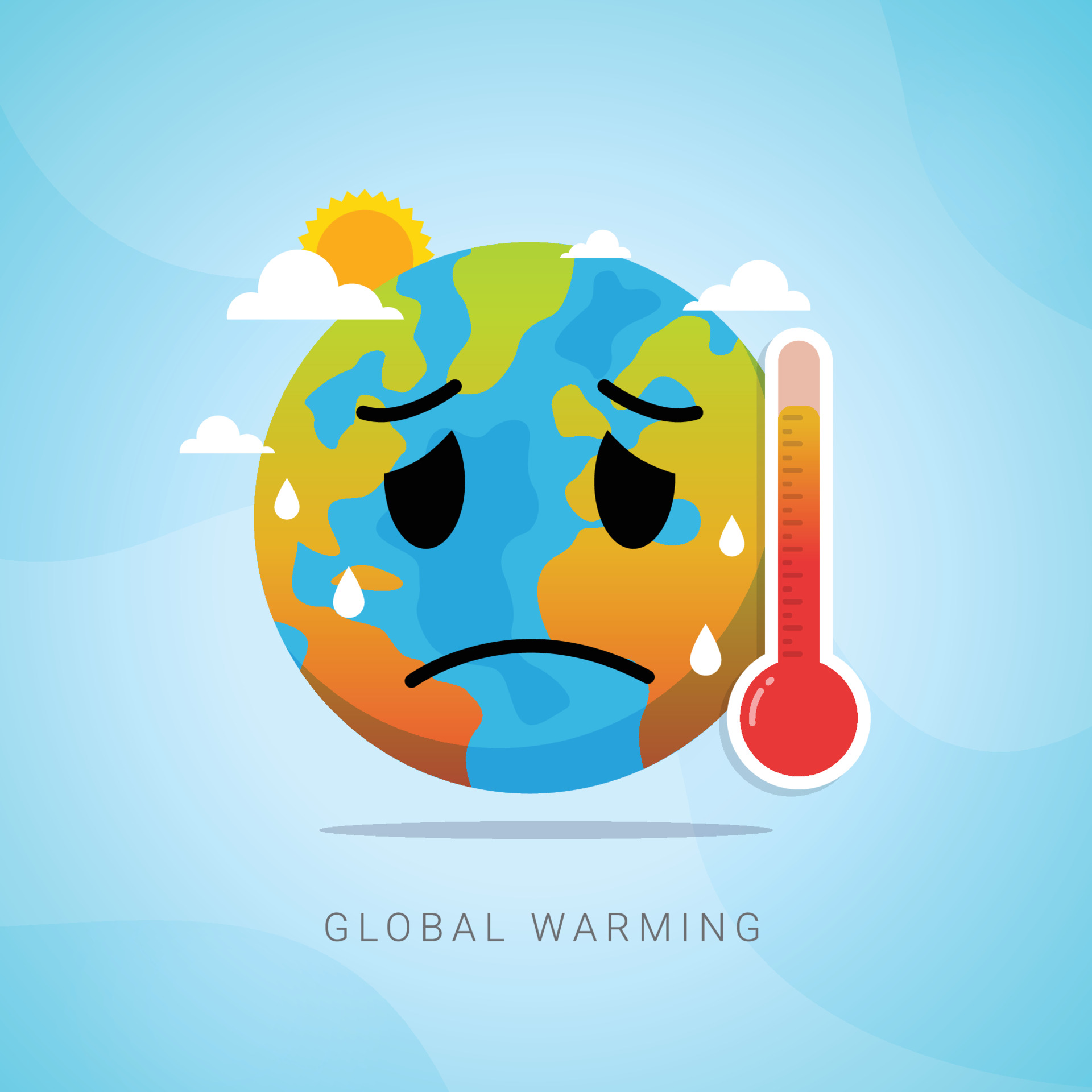 Earth Behind A Thermometer On White Background, Global Temperature