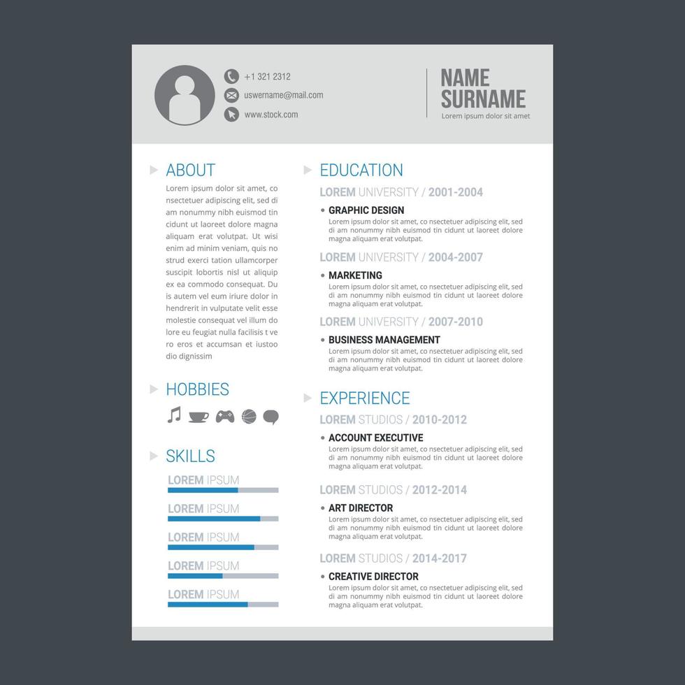 Professional CV resume template design and letterhead vector