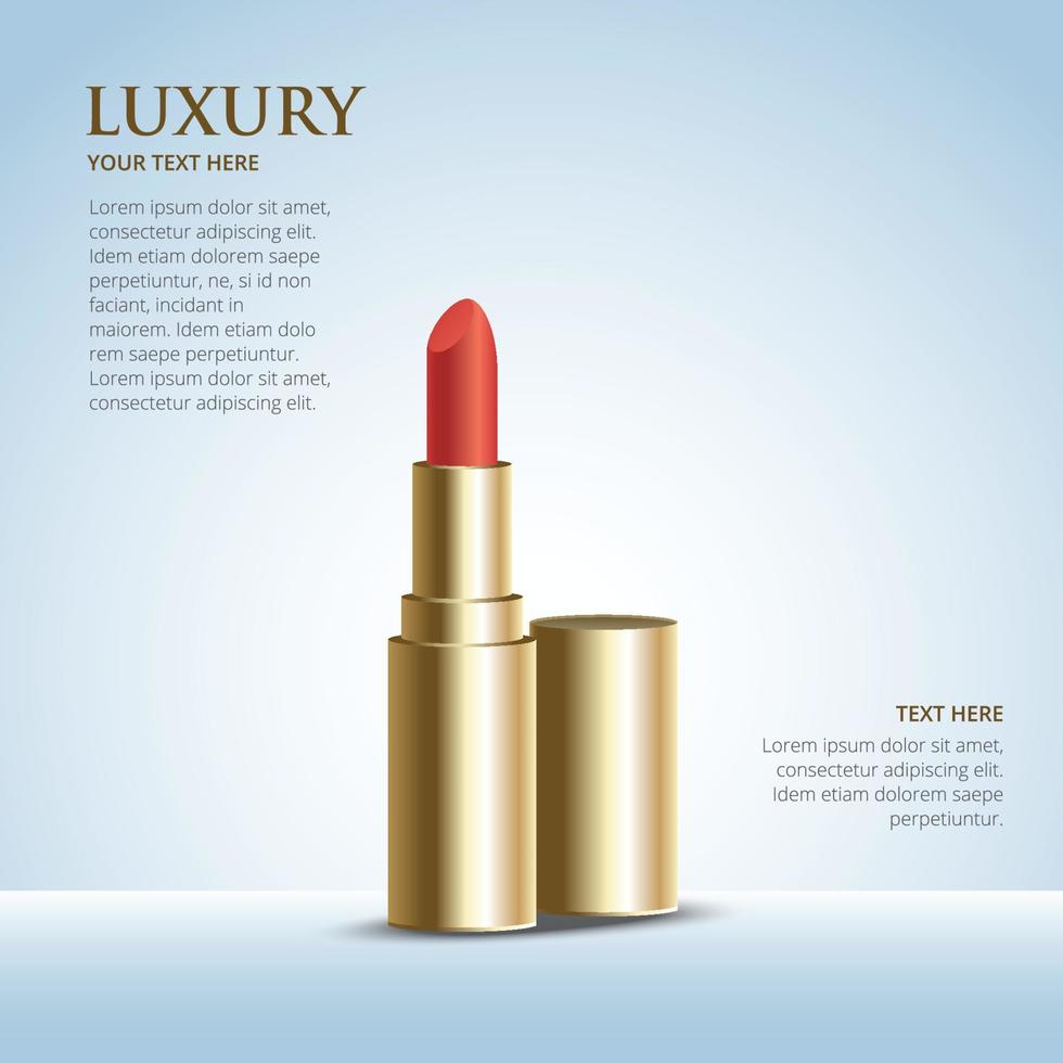 Fashion lipstick ads trendy cosmetic design for advertisement vector