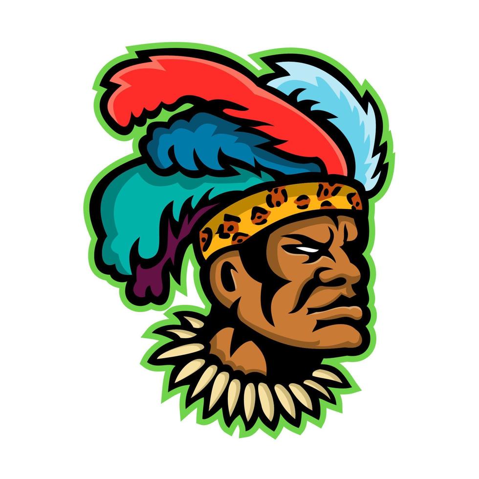 zulu warrior head mascot vector