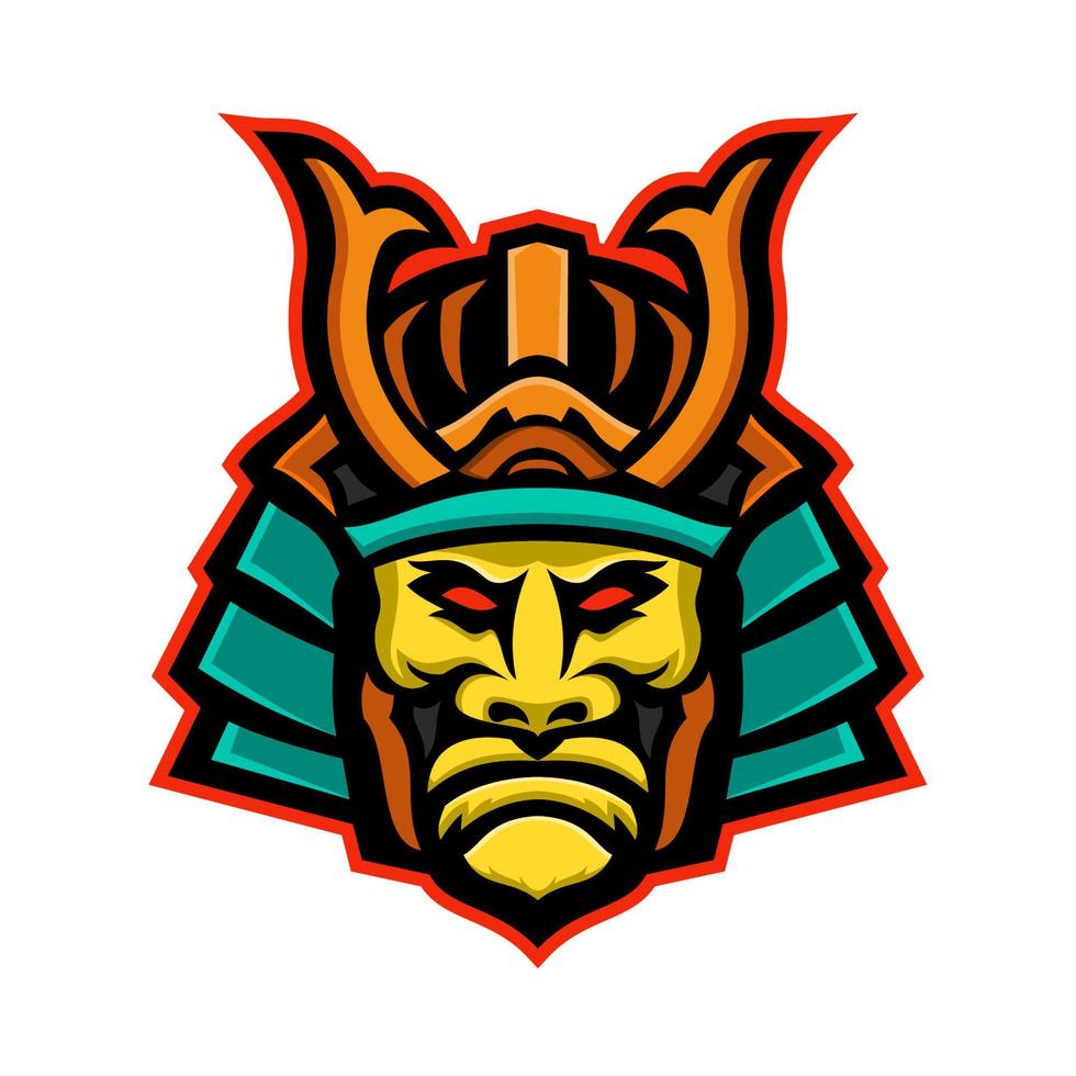 samurai warrior head mascot vector