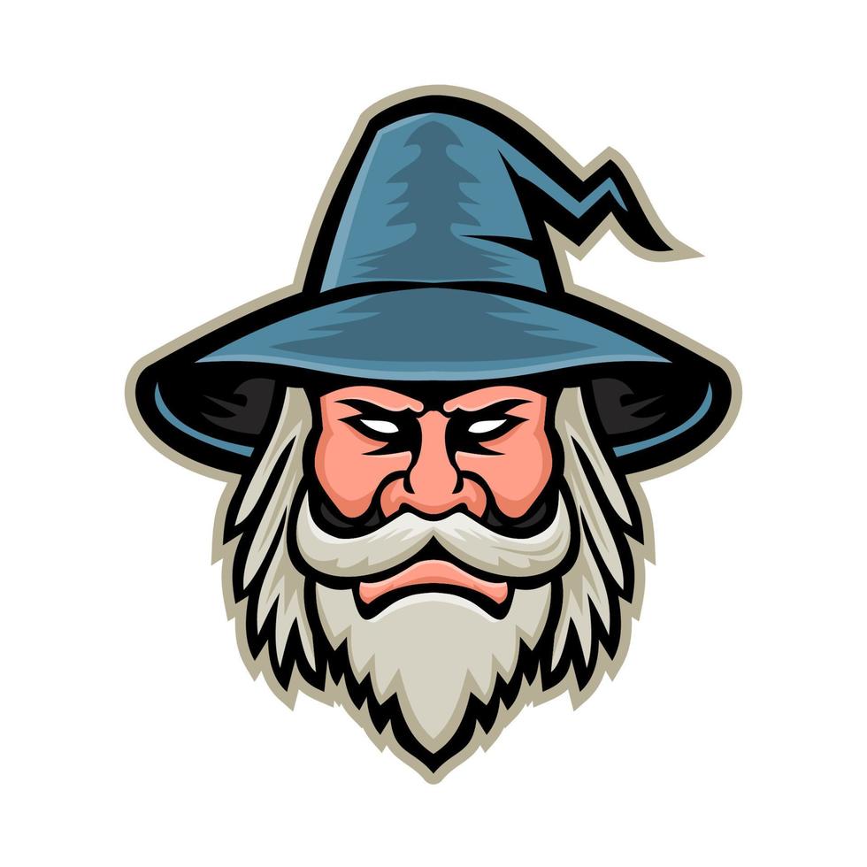 black wizard  head front mascot vector