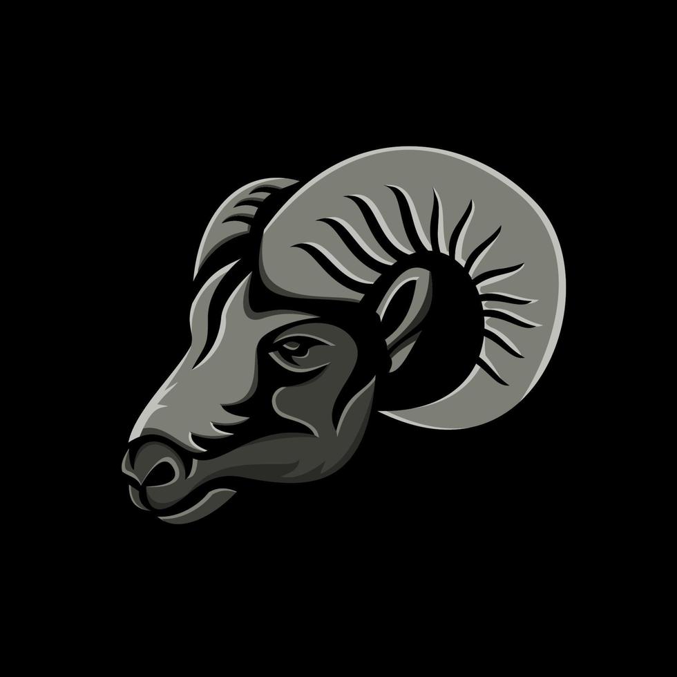 ram head metallic icon mascot vector