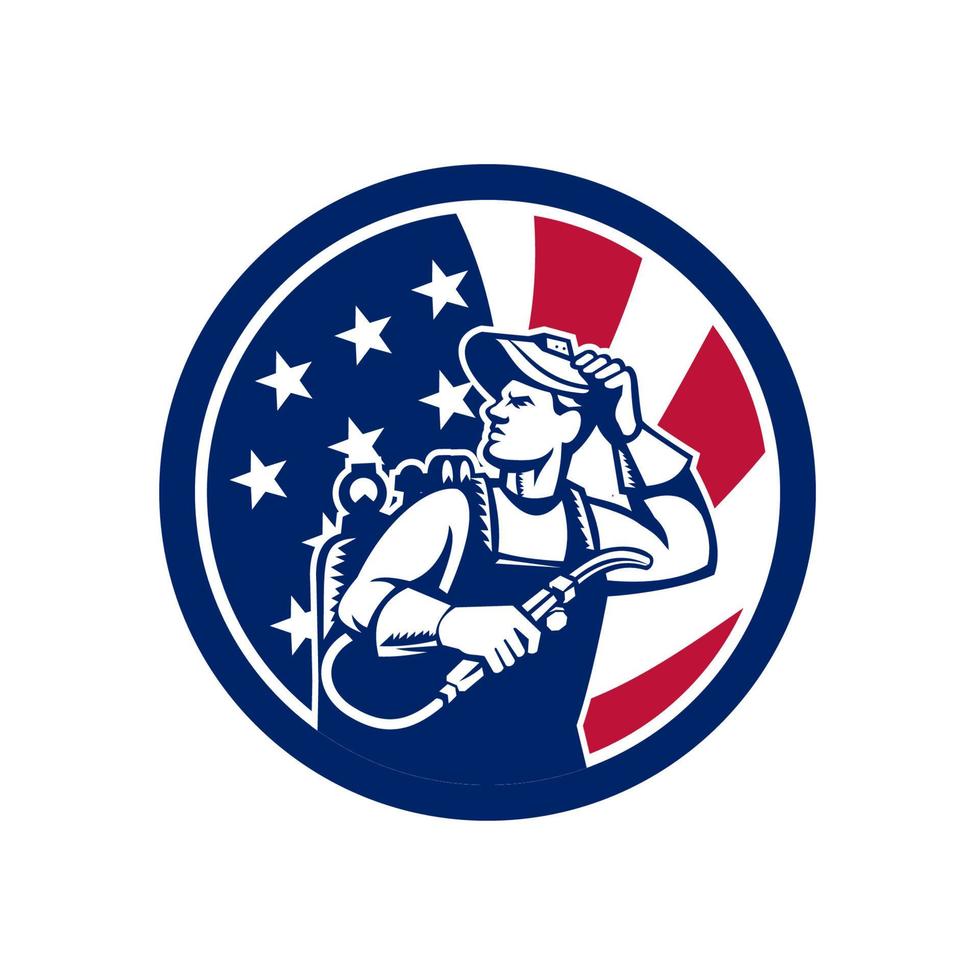 Operador iluminado americano icono de bandera de EE. UU. vector
