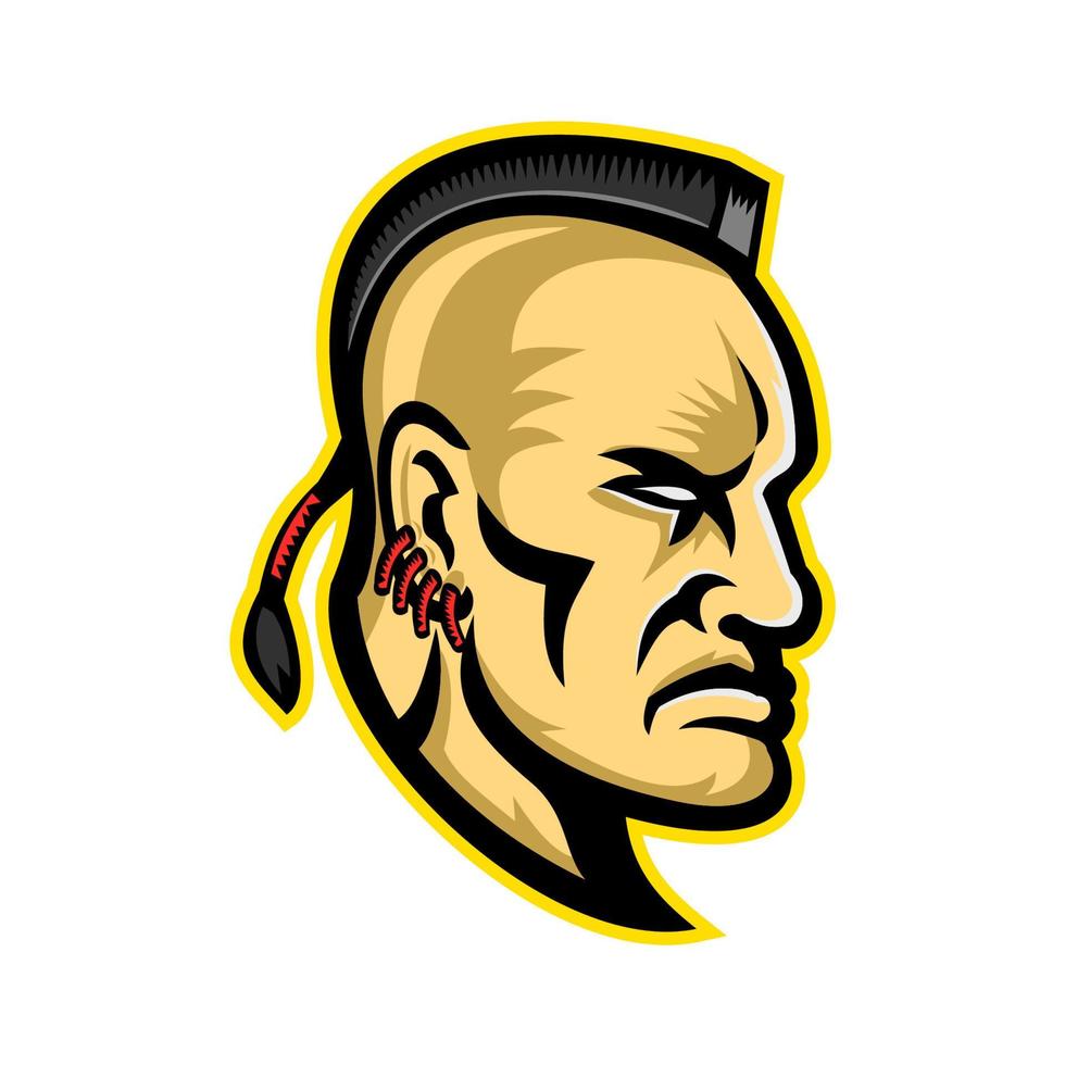 Mohawk Iroquois indian head mascot vector