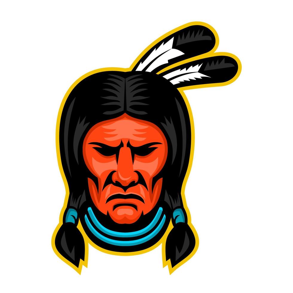 mascota de la cabeza del jefe indio sioux vector