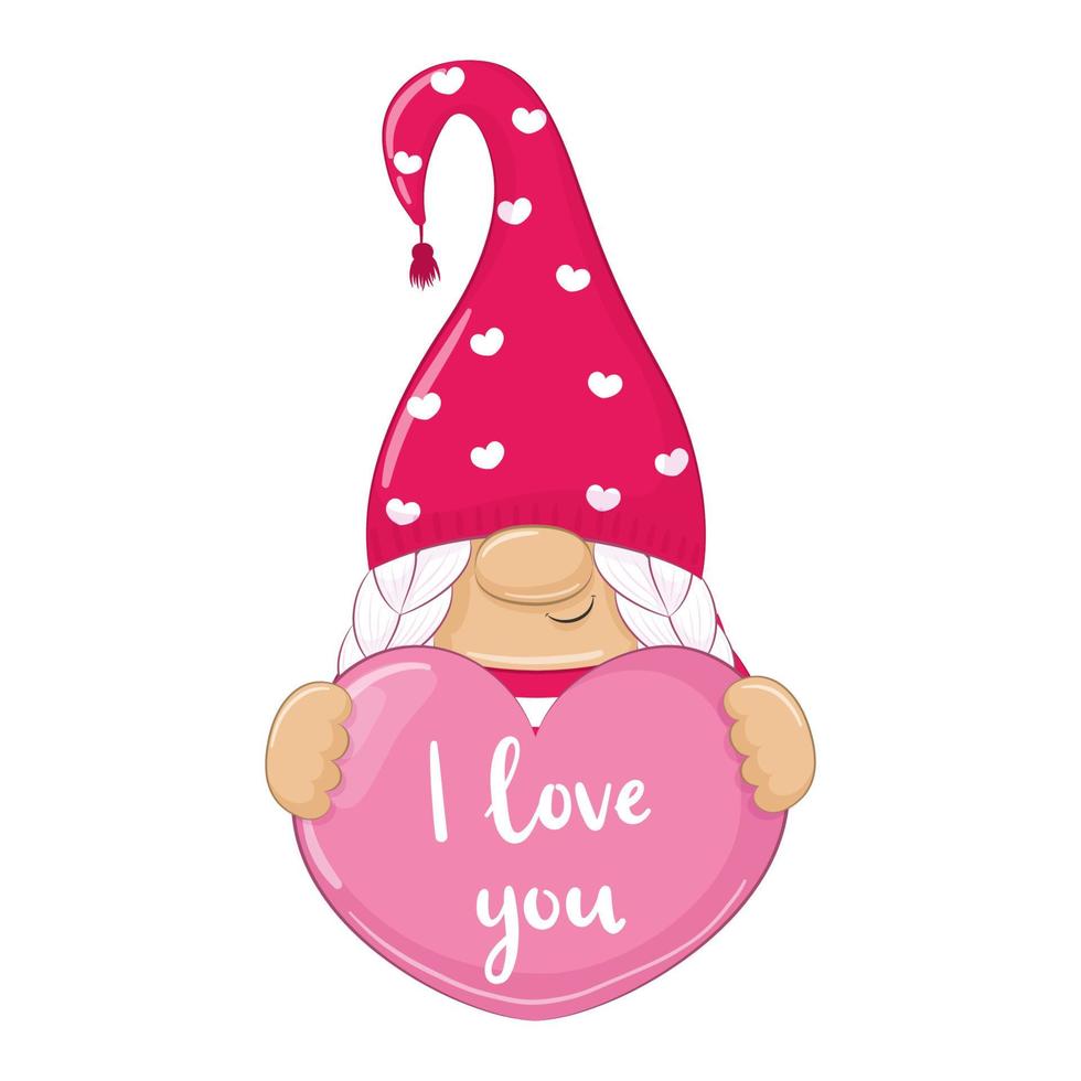 lindo gnomo. feliz dia de san valentin clipart. vector