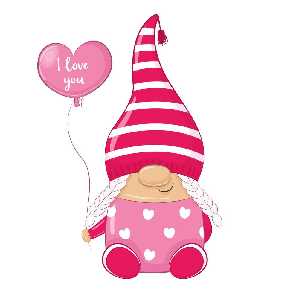 Cute gnome. Happy Valentine's day clipart. vector