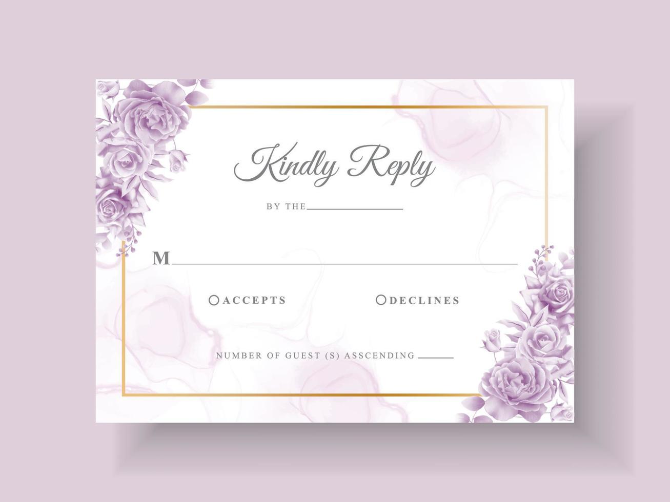 Purple floral wedding invitation template vector