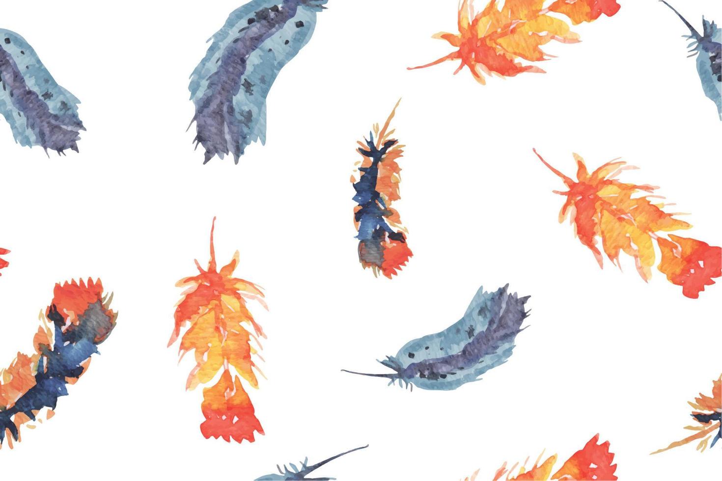 Feather seamless pattern watercolor 1 vector