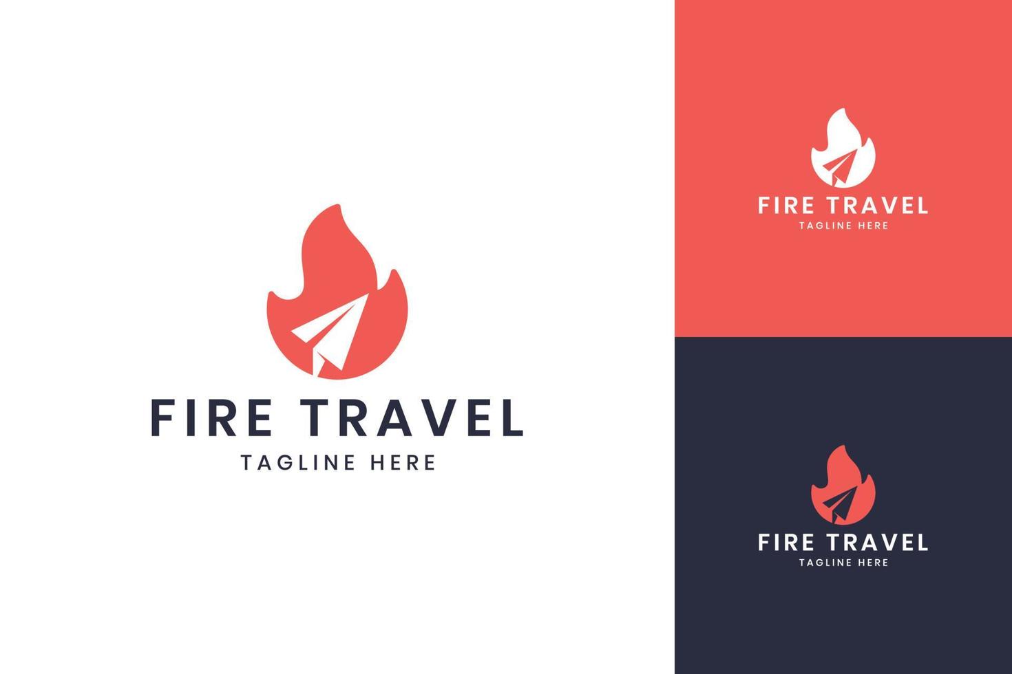 fire travel negative space logo design vector