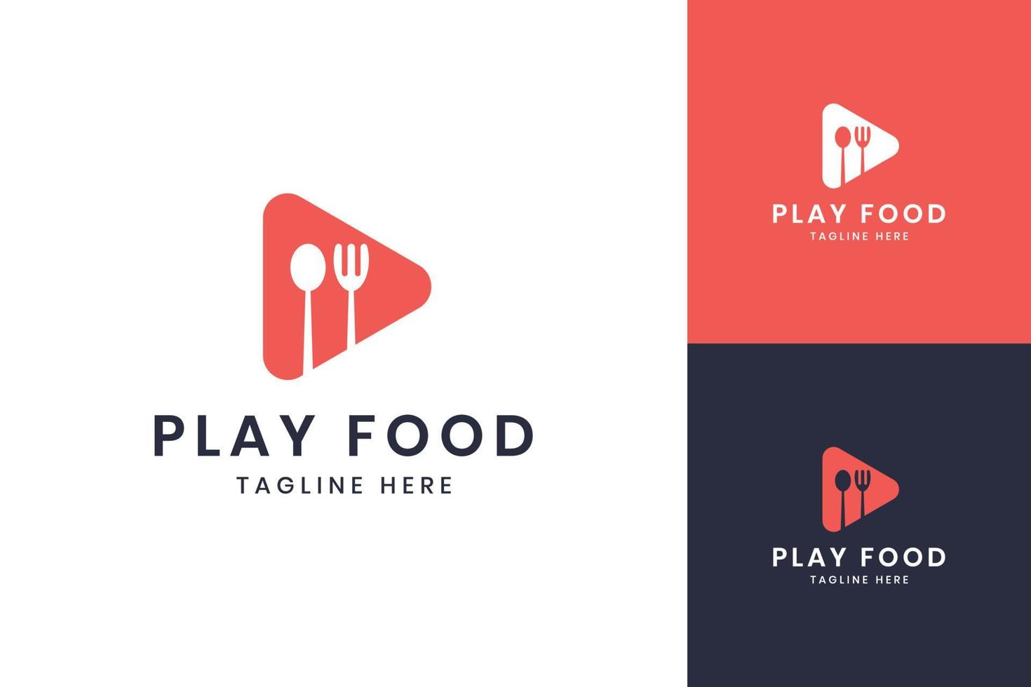 play food negative space logo design vector