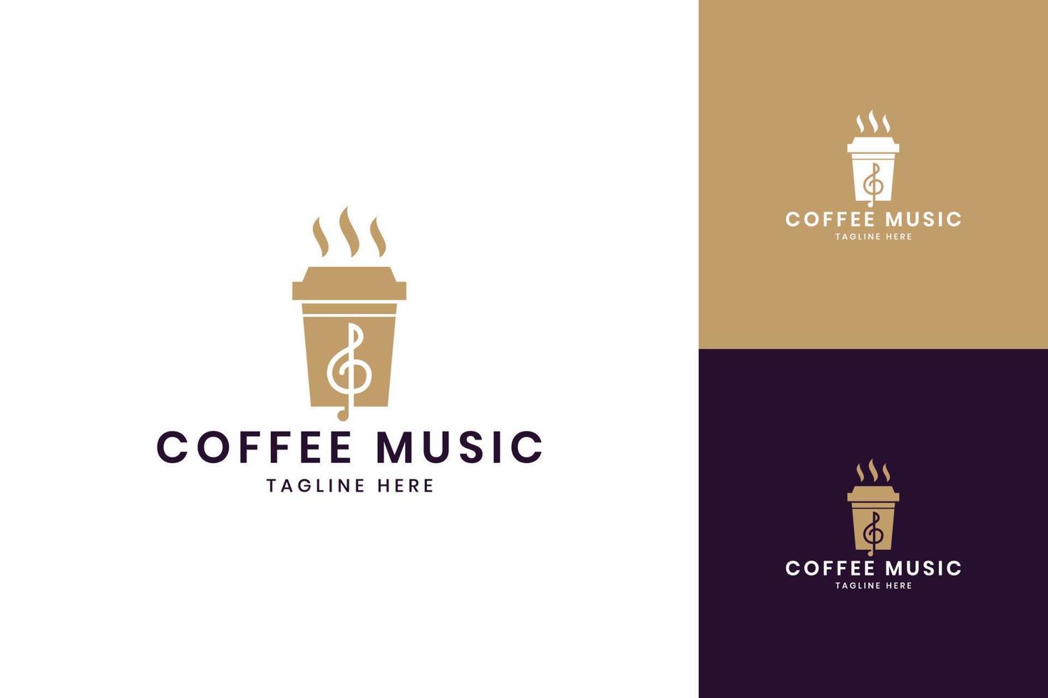 diseño de logotipo de espacio negativo de música de café vector