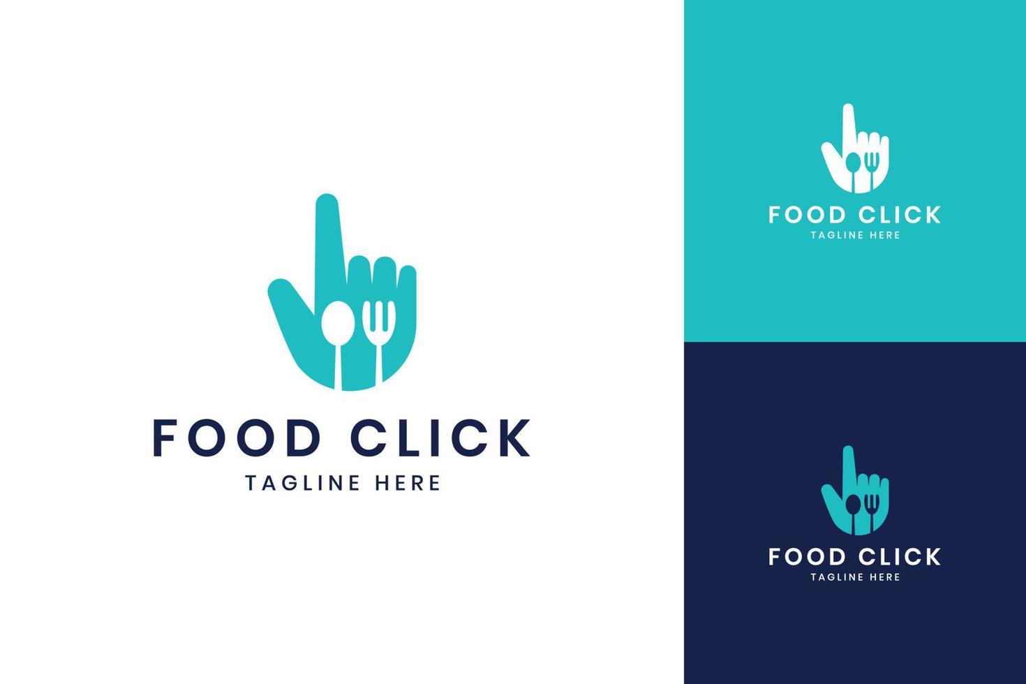 diseño de logotipo de espacio negativo de clic de comida vector