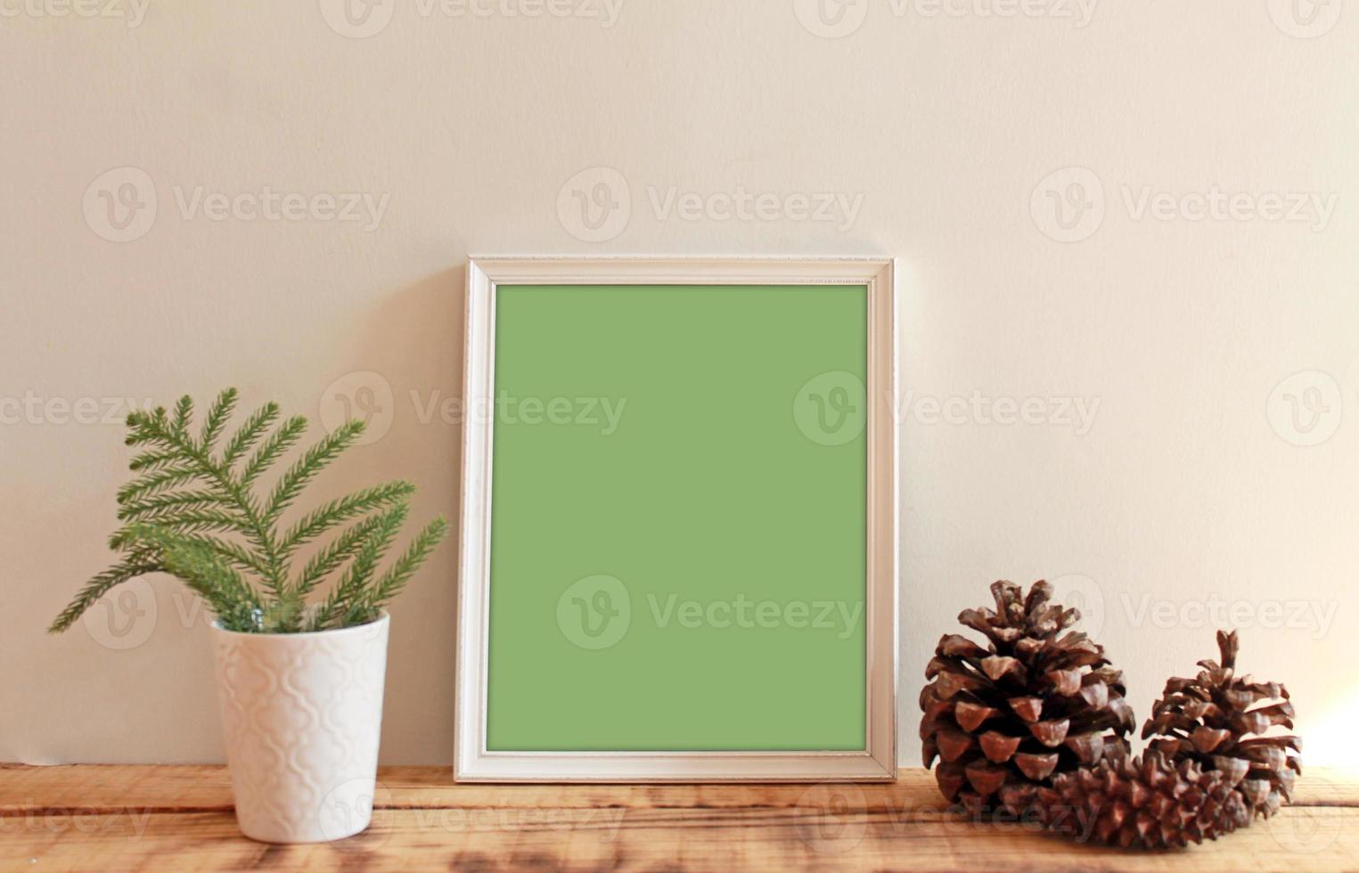 Wooden Frame Mockups with wooden background photo