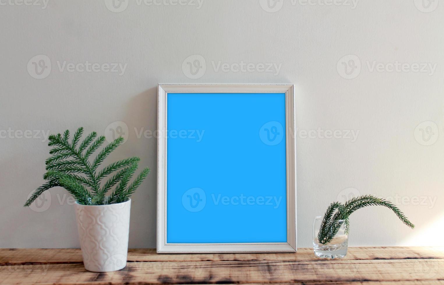 Wooden Frame Mockups with wooden background photo