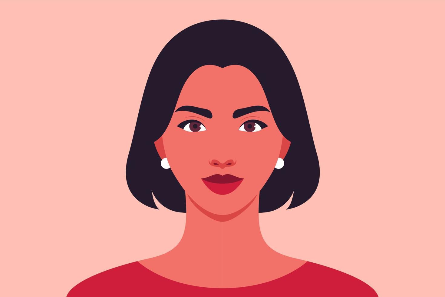 retrato, de, un, hermoso, mujer joven, con, pelo corto vector