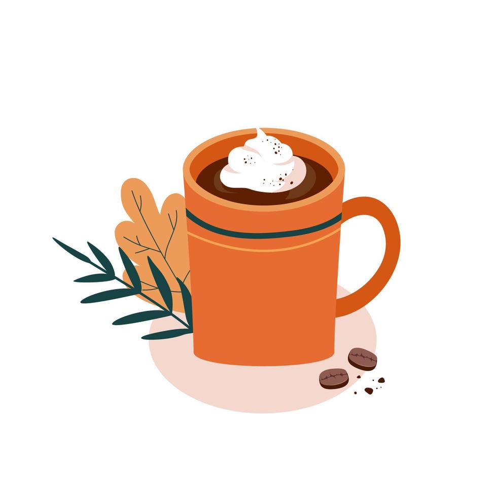 Pumpkin spice latte with cream vector