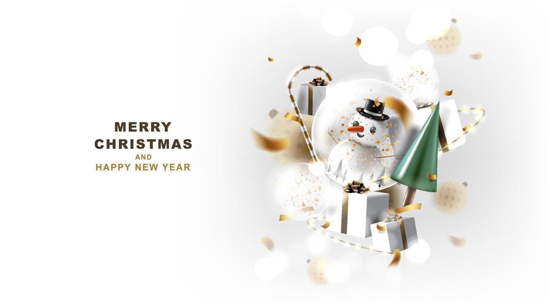 Merry Christmas and happy new year banner with decoration for christmas festival. vector