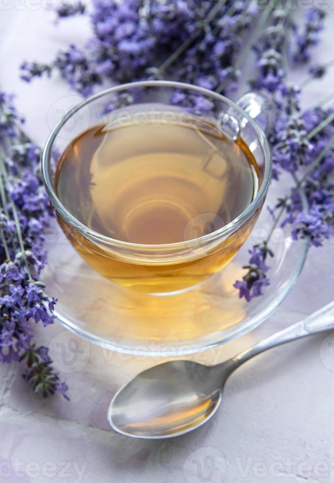 taza de té de lavanda foto