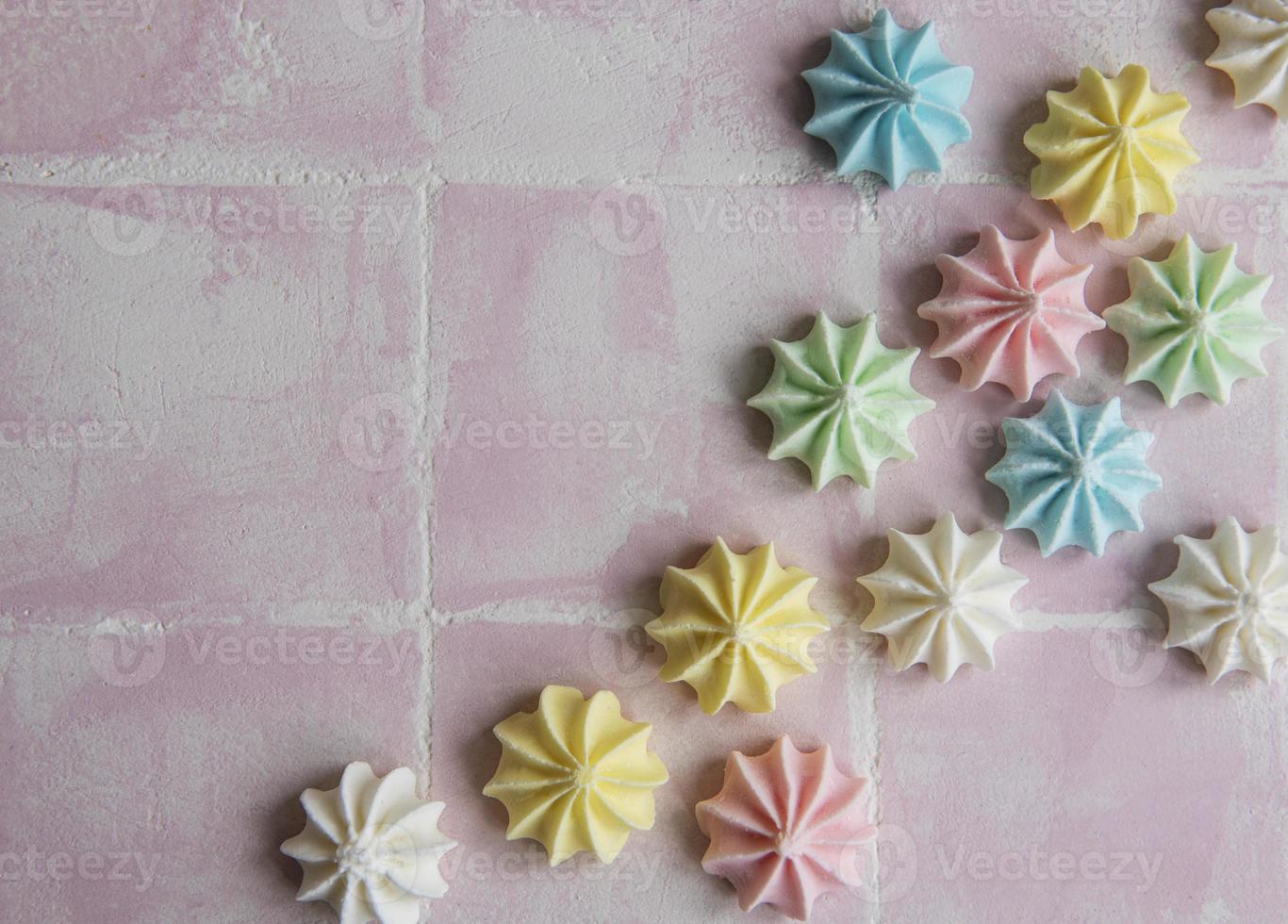 Small colorful meringues photo