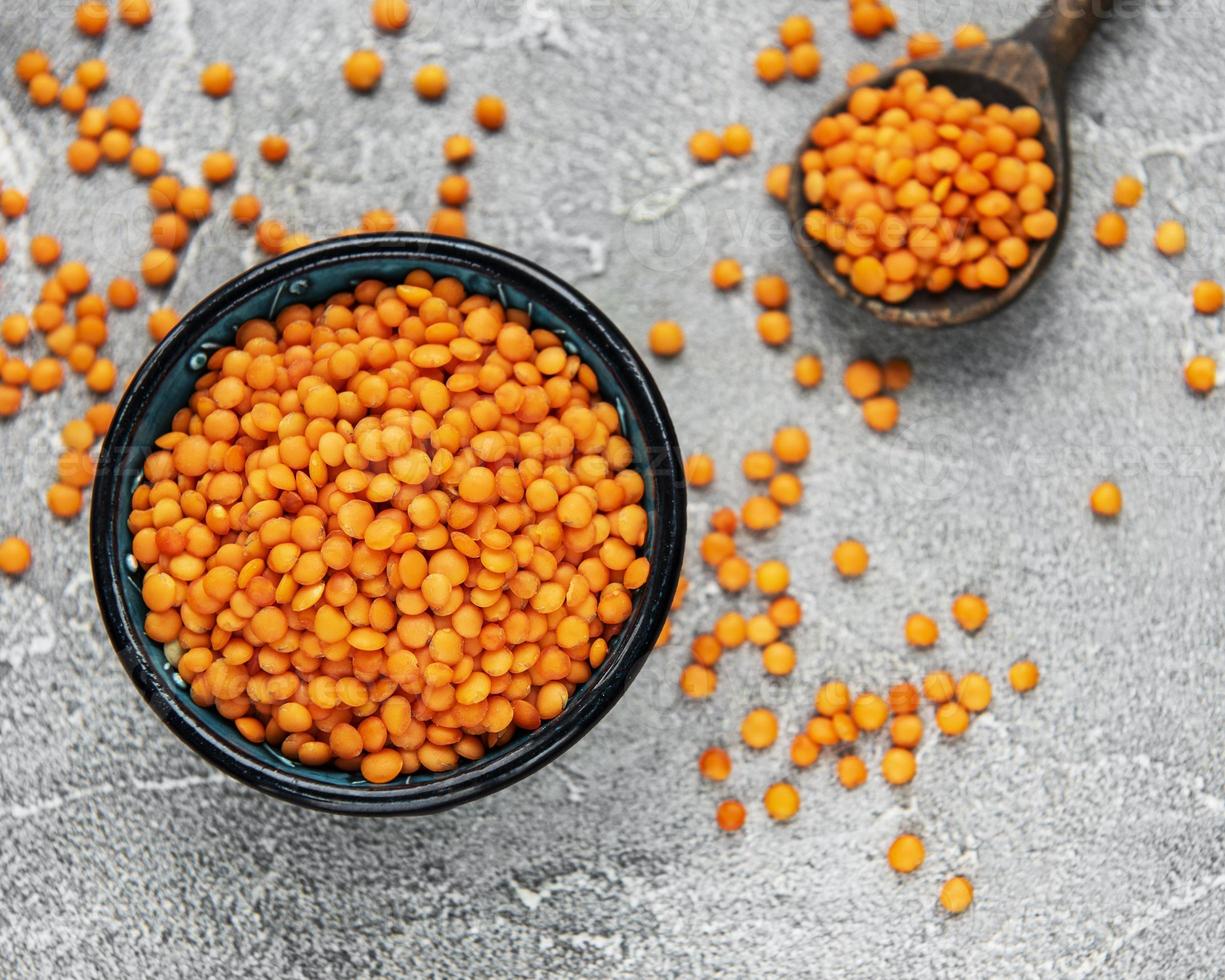 Organic healthy red lentils photo