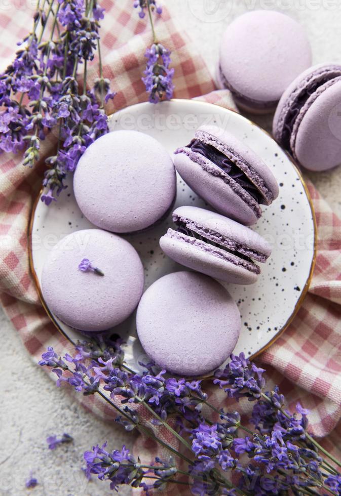 French macarons with lavender flavor photo