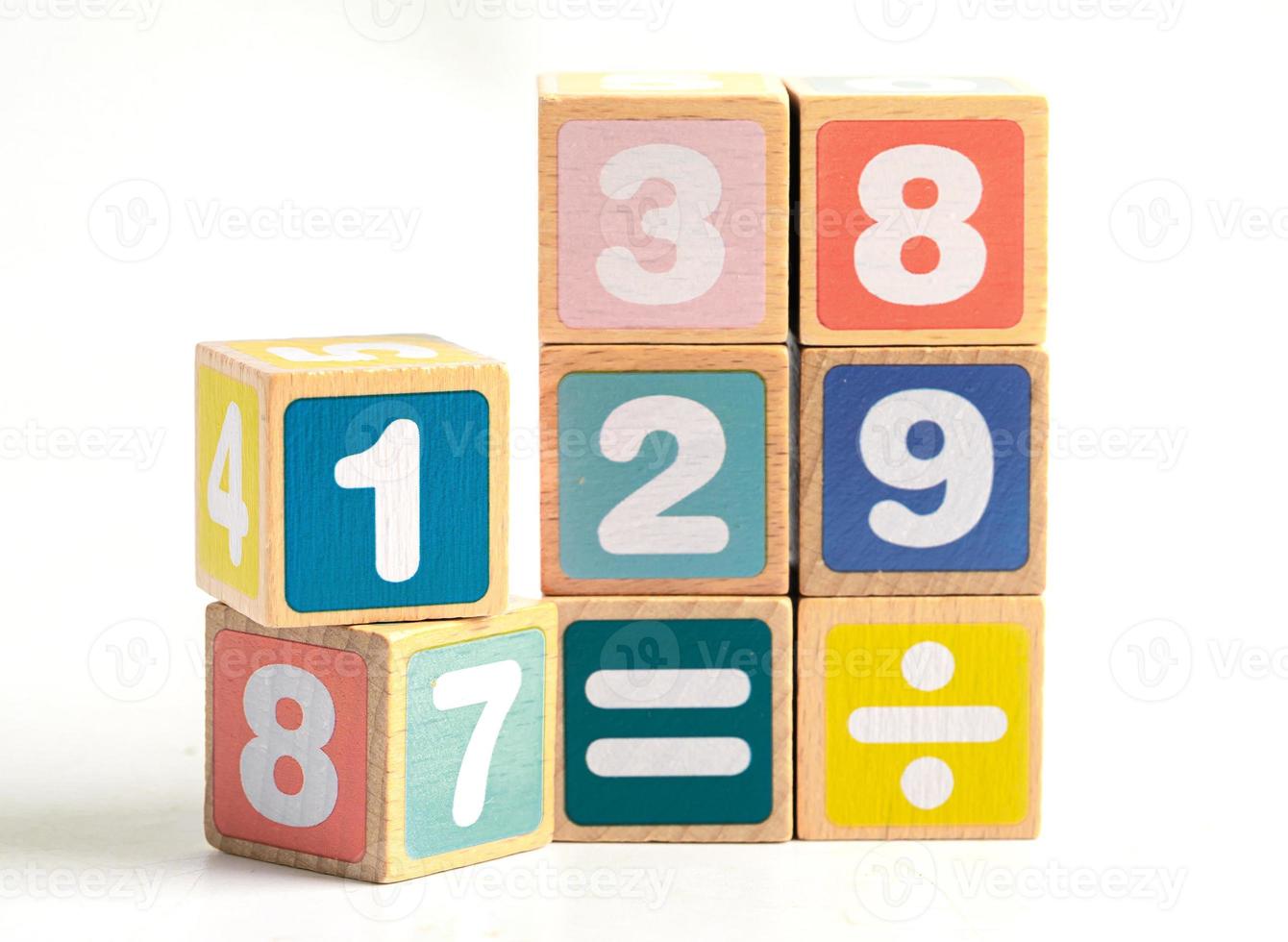 Math number colorful on white background, education study mathematics learning teach concept. photo