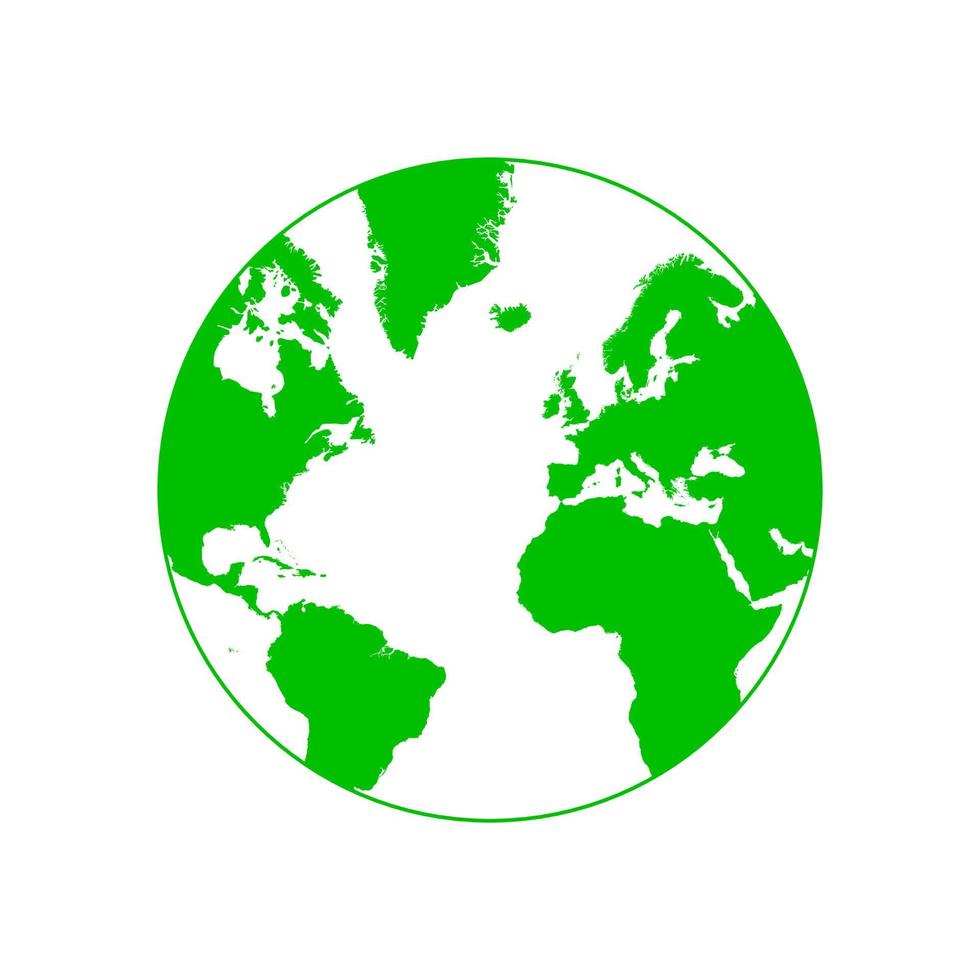Vector Illustration of Green Globe With Map