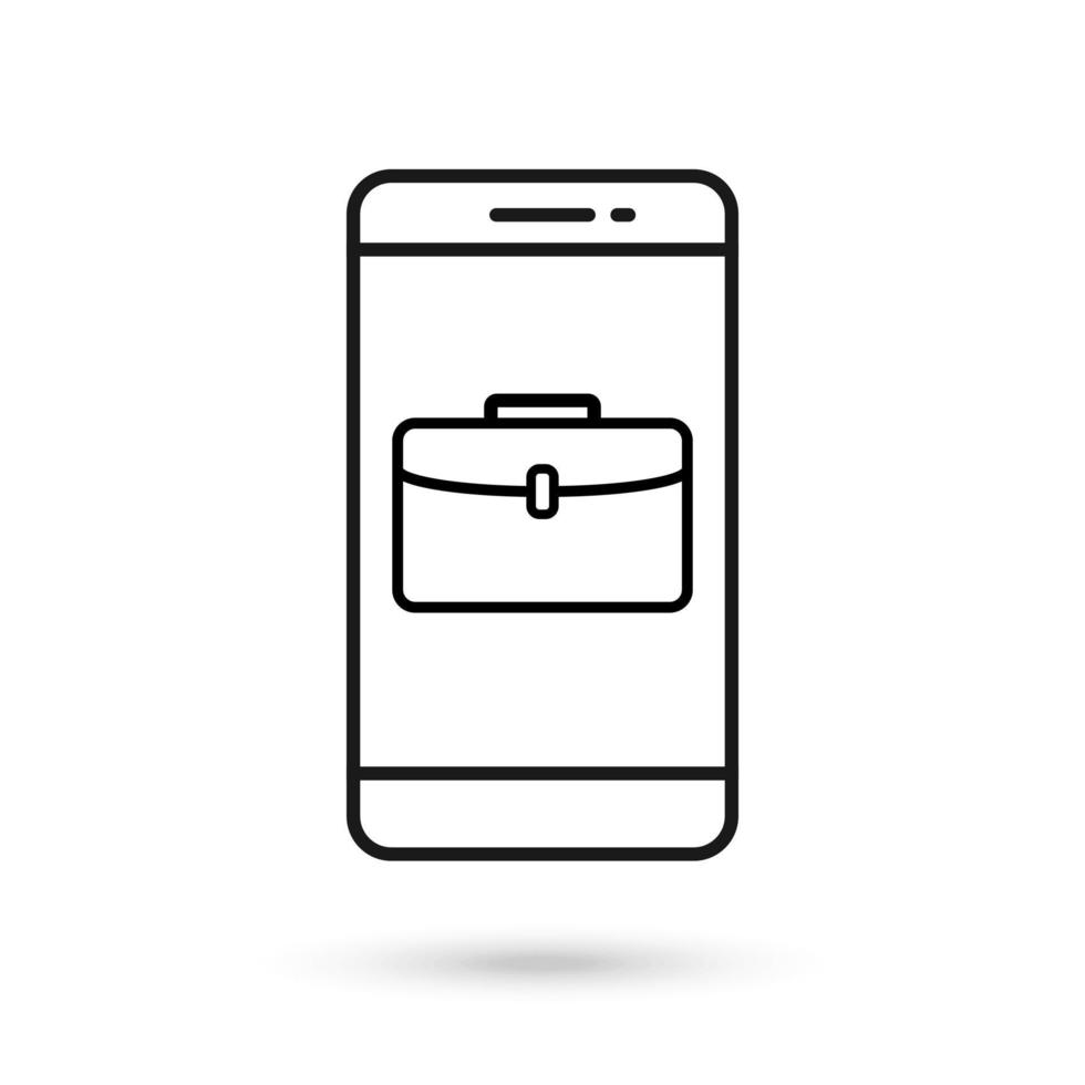 Mobile phone flat design with business bag icon. vector