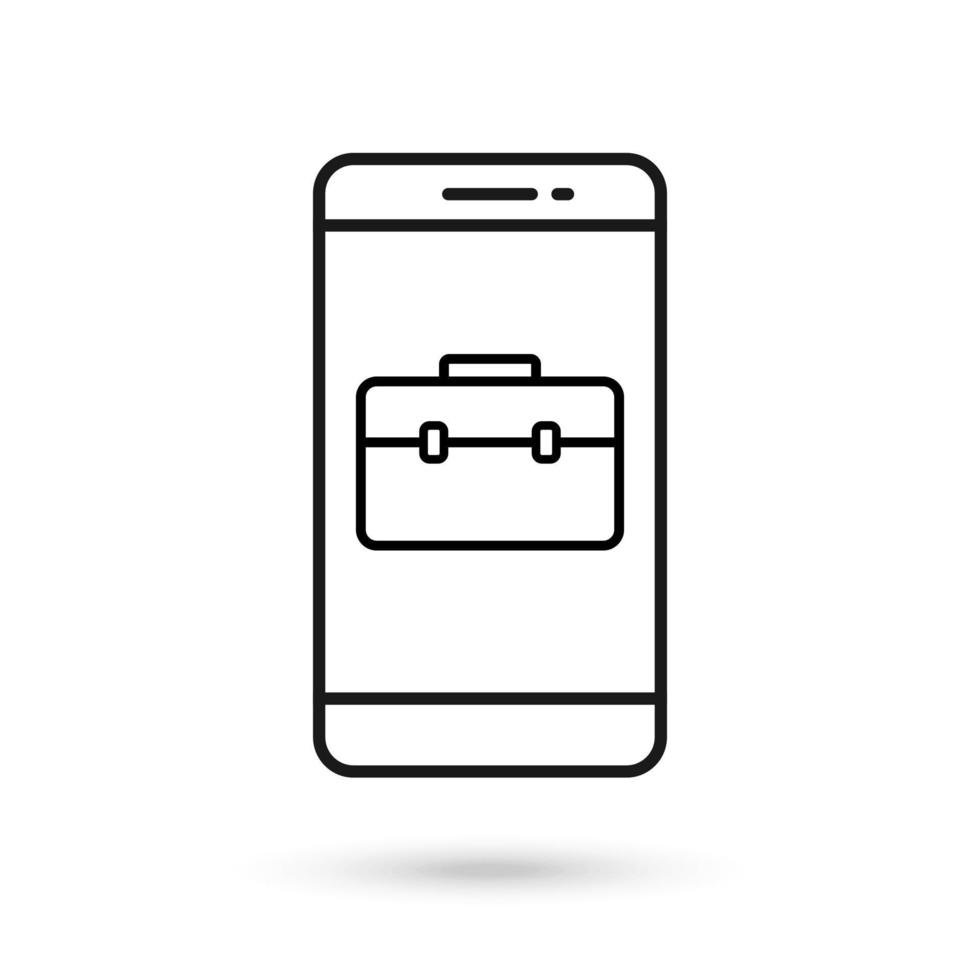 Mobile phone flat design with business case icon. vector