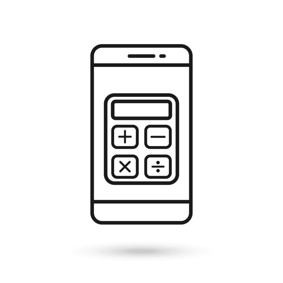 Mobile phone flat design with calculator icon. vector