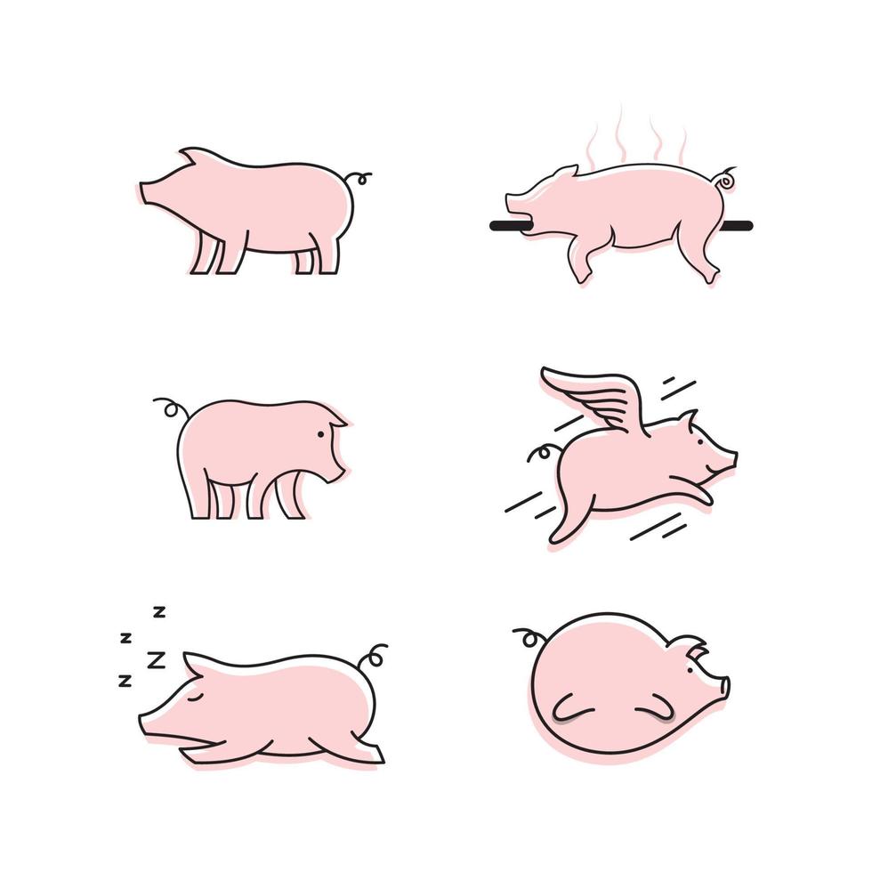 Ilustración de icono de vector de plantilla de símbolo de cerdo