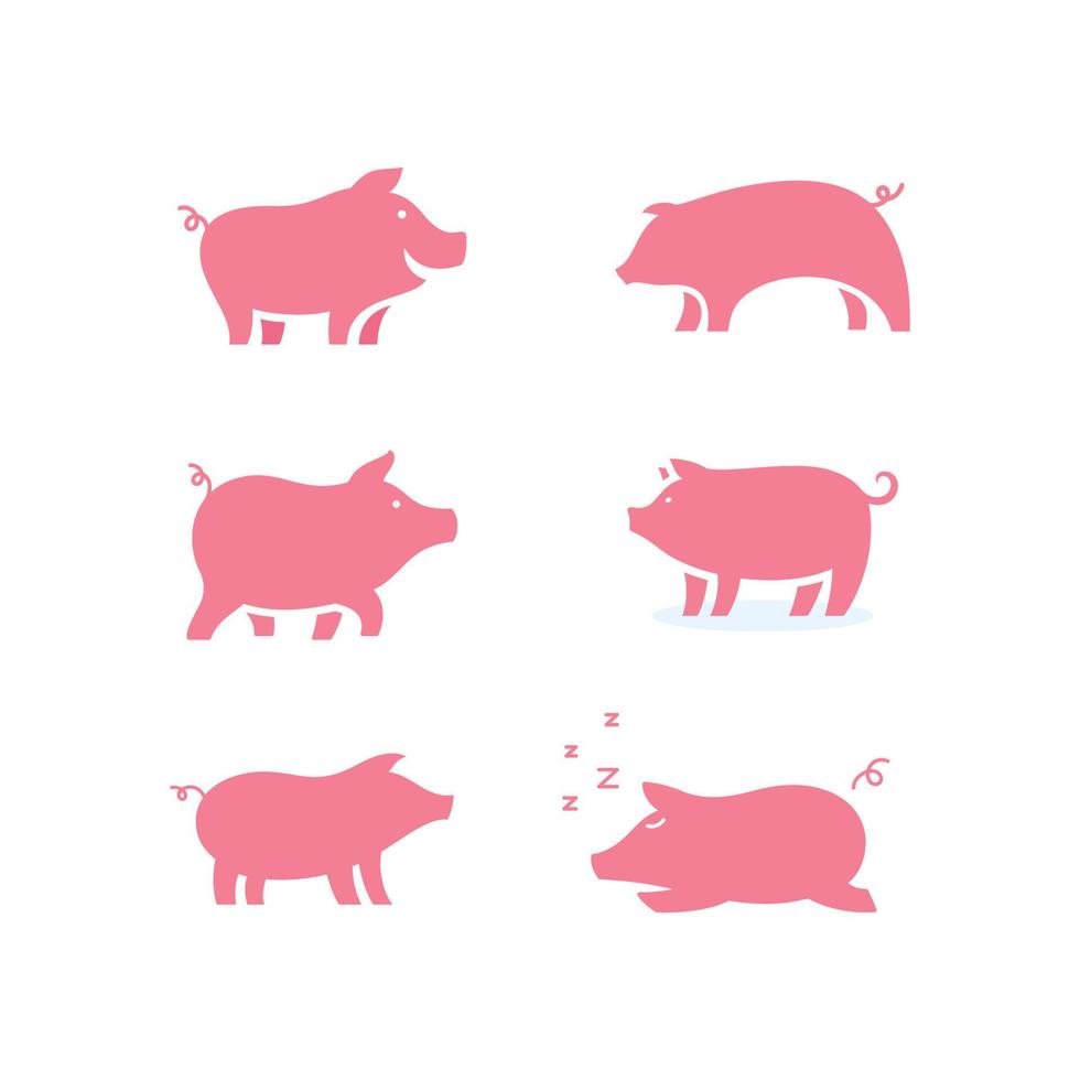 Ilustración de icono de vector de plantilla de símbolo de cerdo