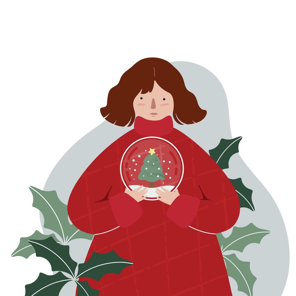 plantilla de tarjetas de navidad con personaje de dibujos animados vector