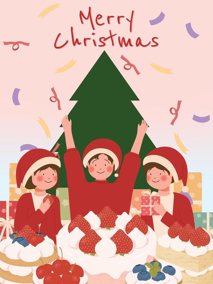 plantilla de tarjetas de navidad con personaje de dibujos animados vector