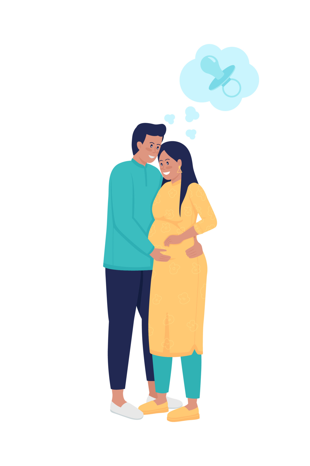 Pregnant wife with husband semi flat color vector characters. Standing  figures. Full body people on white. Family members isolated modern cartoon  style illustration for graphic design and animation 3598193 Vector Art at