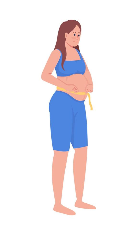 Expecting woman semi flat color vector character. Standing figure. Full body person on white. Family member isolated modern cartoon style illustration for graphic design and animation