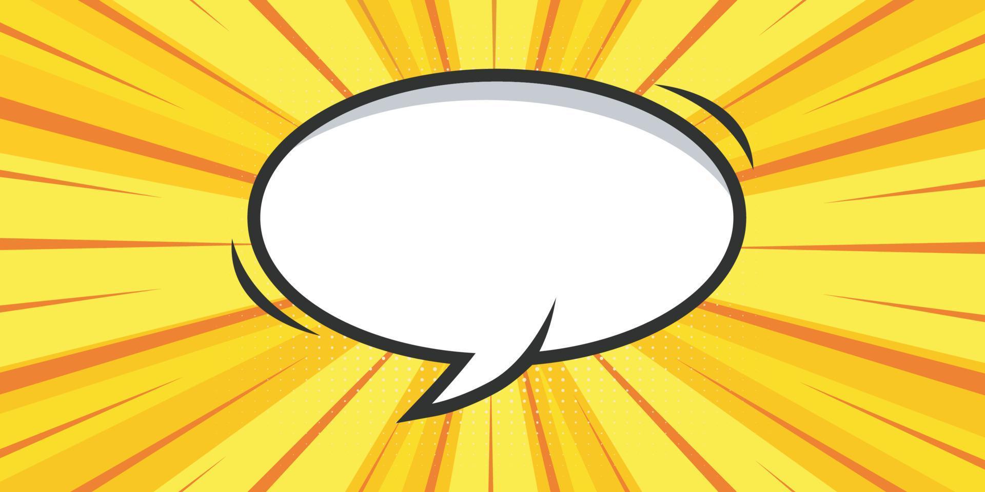 Blank speech bubble comic book, pop art with halftone on yellow background vector