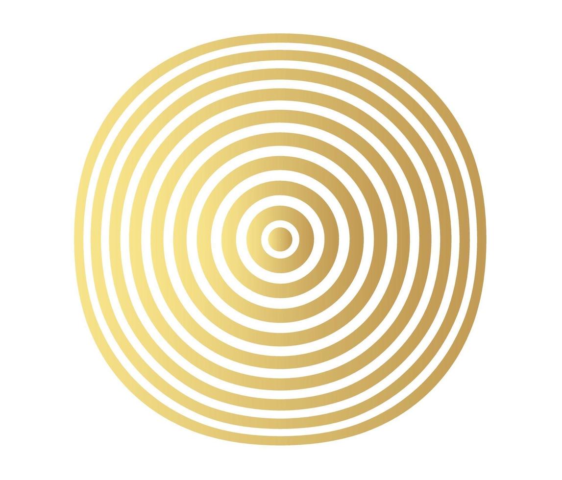 Concentric circle element. Gold luxurious color ring.  sound wave vector